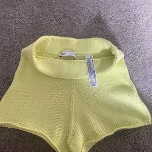 Zara Lemon Yellow Knit Shorts